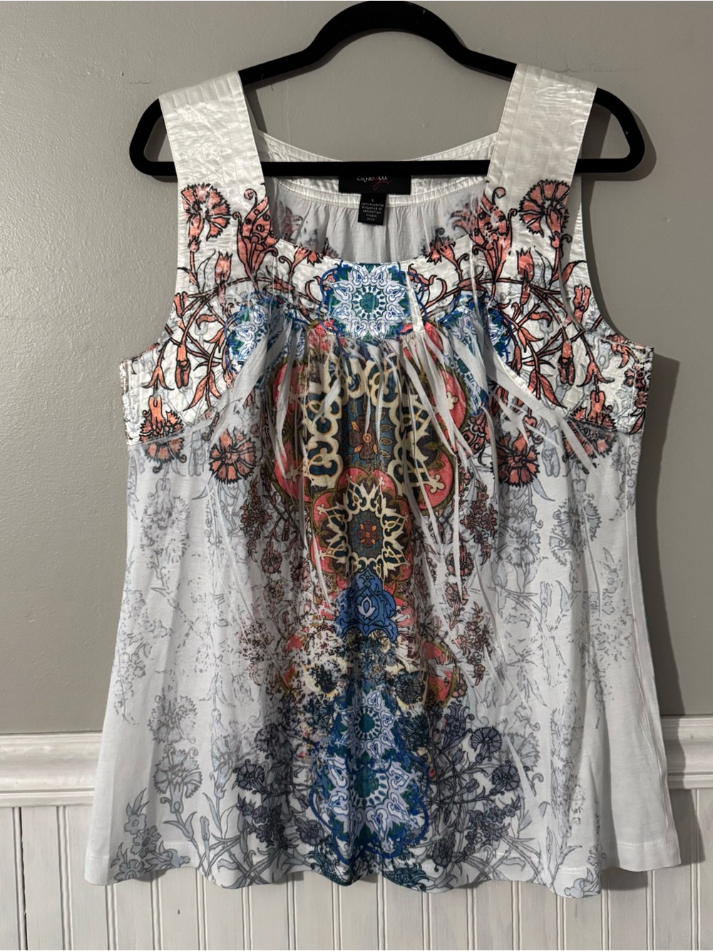 Style & Co Top Cute Artsy Sleeveless Popover Tank Shirt Blouse Women’s L